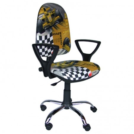 Krzesło Formuła 1 Yellow Chrom