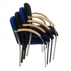 Krzesło Barcelona Skaj Chrom z podłokietnikami drewnianymi